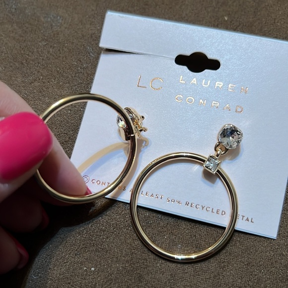 NWT LC Conrad Stone Drop Hoop Earrings - Picture 3 of 4